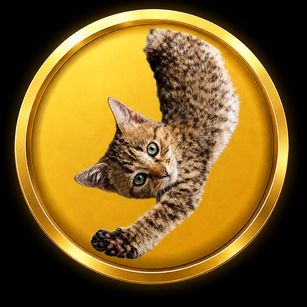 Nekocoin kitten on a gold coin